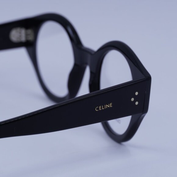 Celine CL50123I 001 Eyeglasses Shiny Black 48mm Round Frame - Picture 8 of 9